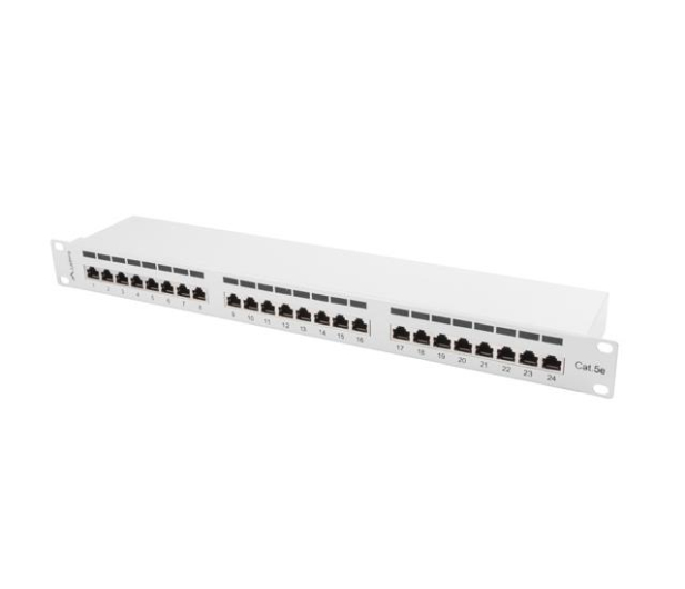 Lanberg Patchpanel 24p 19" 1U FTP 5e półka (szara) - 457249 - zdjęcie 4